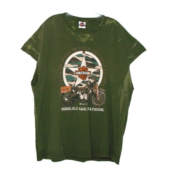 Harley Davidson Sleeveless Cut Off T-Shirt Size 2X Pacific Pearl Harbor Honolulu - Picture 1 of 12